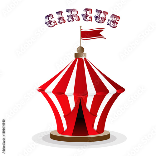 red and  white circus tent illustration