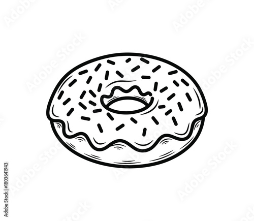 Hand-drawn outline vector donat with sketchy lines