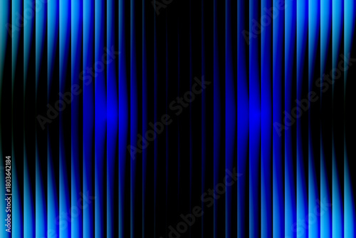 Symmetrical abstract blue light streaks create a dark futuristic and energetic vertical pattern with a central black void