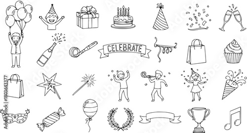 Celebration Doodle Set: Hand-Drawn Party Icons