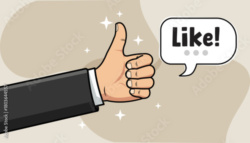 Thumbs up hand movement as a sign of liking or agreeing