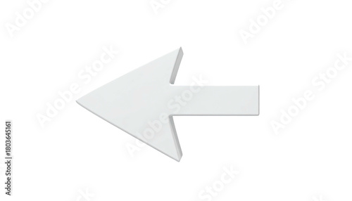 White arrow points left on black, slightly 3D