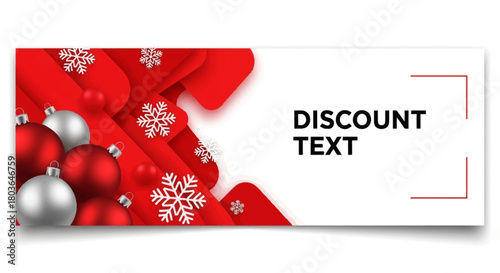 Holiday Discount Event, Red Decorations, Festive Season, Graphic Design, Cheerful Atmosphere, Close-Up View, Promotional Concept