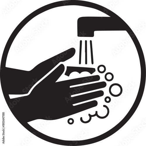 Clean Hands: A simple yet impactful illustration depicting the act of hand washing. Show the importance of personal hygiene and well-being.
