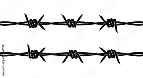 Barbed wire fence black and white security danger sharp protection line