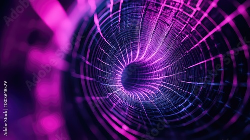 Fototapeta Naklejka Na Ścianę i Meble -  Abstract light tunnel showing futuristic digital wormhole