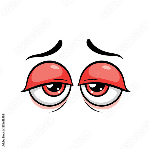 Cartoon Eyes with Red Irises Illustrating Fatigue or Sadness