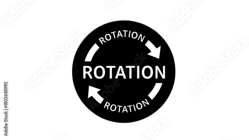 Vector illustration of circular rotation symbol with arrows and text isolated on transparent background 