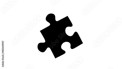 Vector illustration of single black jigsaw puzzle piece isolated on transparent background 