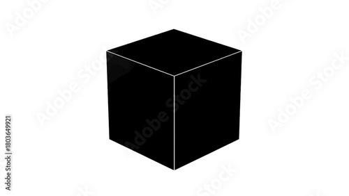 Vector illustration of a solid black cube isolated on a transparent background 