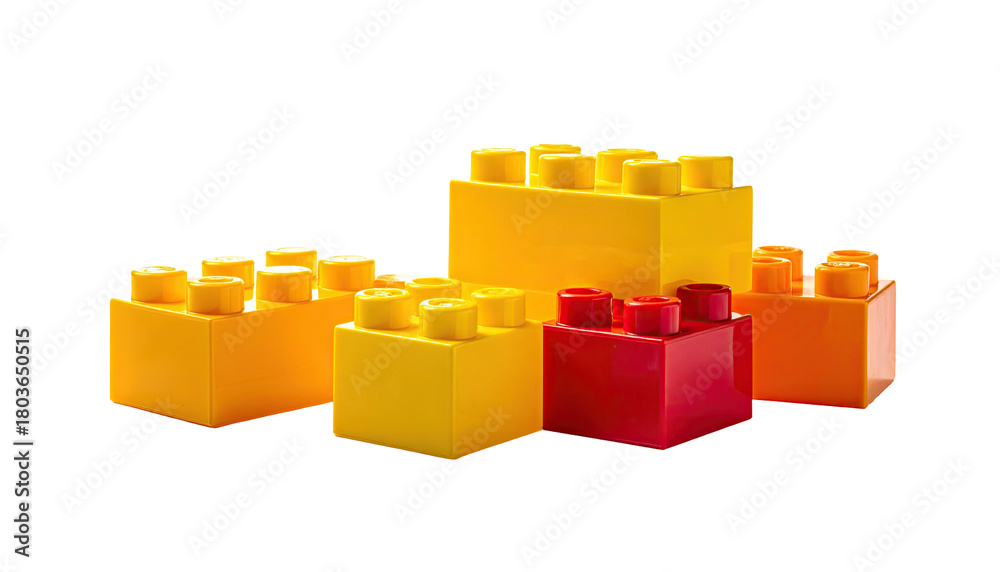 Fototapeta premium Plastic building blocks, yellow and red