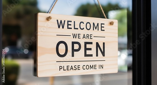 Welcome open sign on door