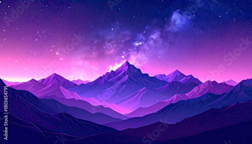 Purple Mountain Majesty - A Night Sky Landscape.