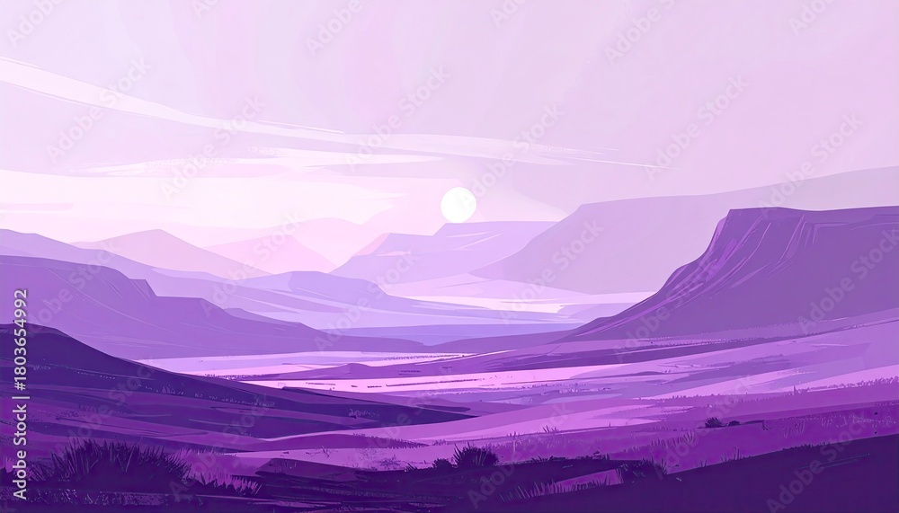 Fototapeta premium Purple Mountain Majesty - A Serene Landscape Painting.