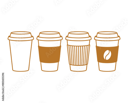 Coffee to go cup icon set vector