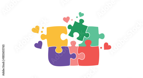 Colorful puzzle pieces representing teamwork and collaboration.