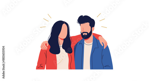 Happy couple embracing each other with love and affection.