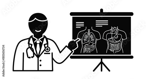Doctor presenting human anatomy internal organs medical presentation