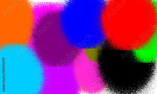 Bright Abstract Fuzzy Circles Background Vector Art, Overlapping Spray Paint Dots Texture, Vibrant Color Field Smudge Graphic for Design