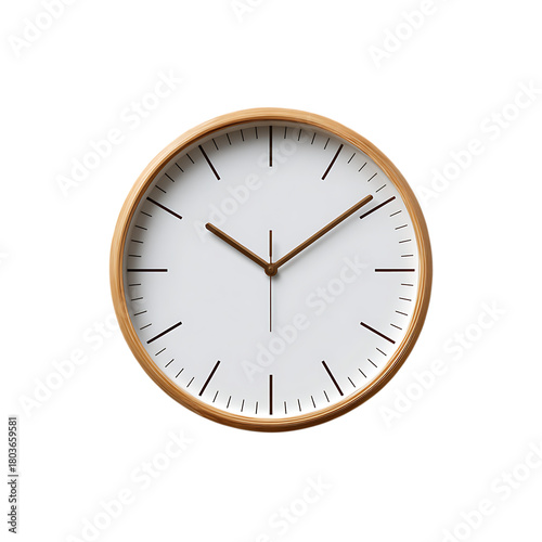 Minimalist Round Wall Clock with Wooden Frame and White Face  Revealing Time