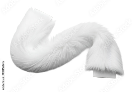 Soft white fluffy faux fur scarf isolated on transparent background