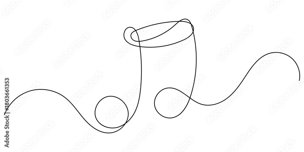 Obraz premium Continuous single line drawing of music notes and treble clef icon vector. artistic flair symbol. vector illustration.
