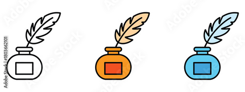 Ink and quill icon vector. Authorship and Communication symbol. vector illustration.