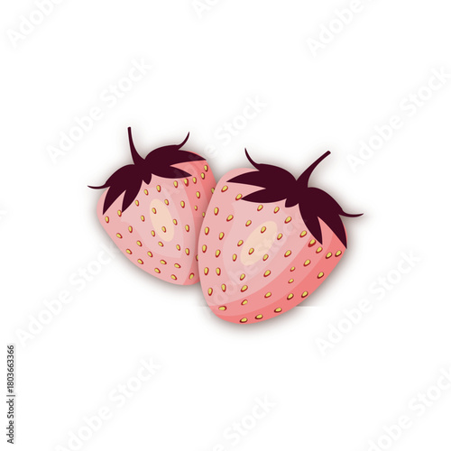 Isolated strawberry element on a white background. Vector illustration in cartoon style. Valentine's Day. Love. Side view. Can be used as an element for a gift card or poster.