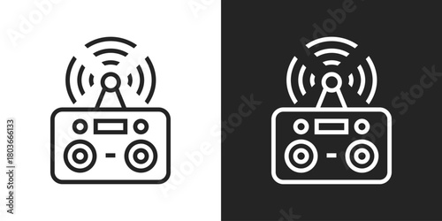 Remote Control Icon In Black And White Line Style