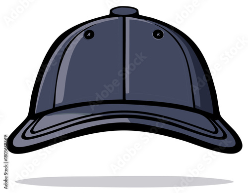 Dark blue baseball cap with shadow graphic illustration design.