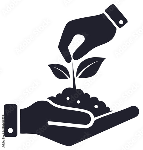 Hands nurturing a small plant growing in soil symbolizing growth and new beginnings