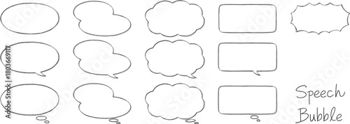 手描き風のフレーム・吹き出しセット（横長）