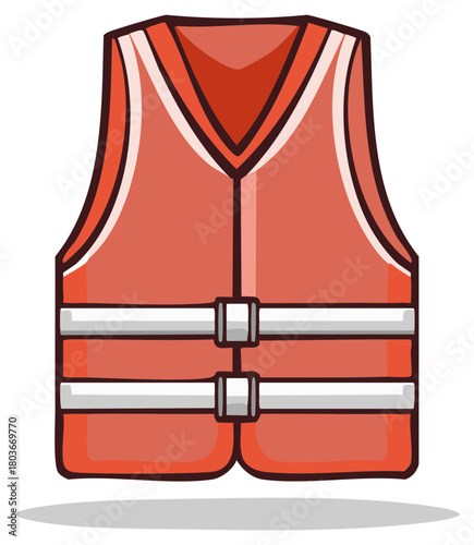 Orange Safety Vest with Reflective Strips Illustration