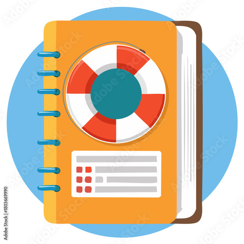 Safety Manual and Emergency Preparedness Guide with Lifebuoy Icon