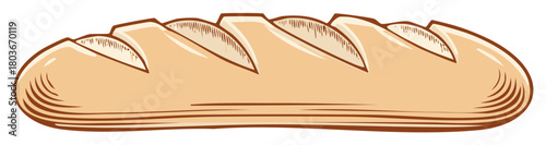 Rustic Whole Wheat Bread Loaf - Hand Drawn Vector Illustration Style