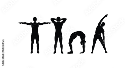 Professional silhouette of yoga poses for wellness and flexibility