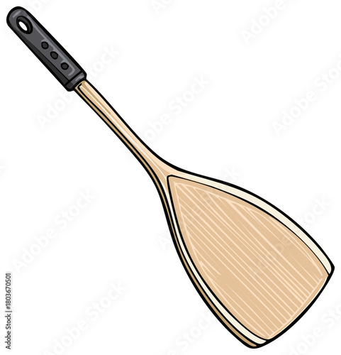 Wooden Spatula Utensil Illustration for Kitchen and Culinary Arts Projects