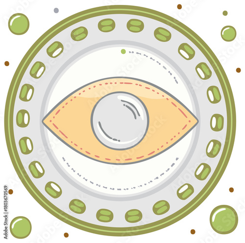 Third Eye Medallion Symbol With Circle and Green Accent, Spiritual Awareness Design