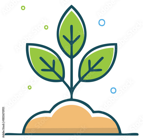 Plant sprouting from soil icon simple eco gardening seedling new life sprout
