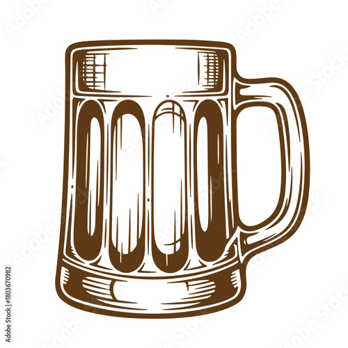 Hand drawn sketch of a classic beer mug in vintage art style illustration