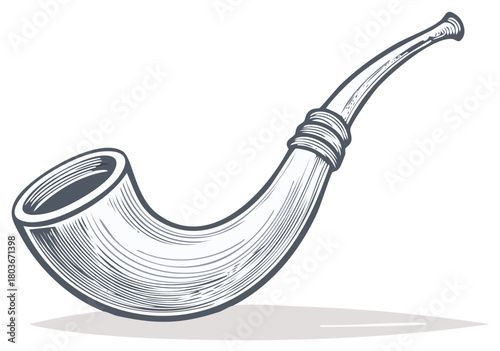 Classic Tobacco Smoking Pipe with Vintage Engraving Style Design