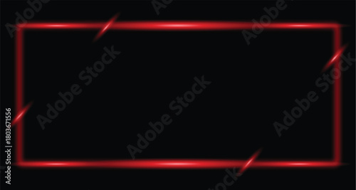 Glowing red rectangular frame with light effects on a dark background