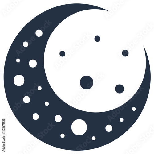 Stylized Crescent Moon with Scattered Stars Icon