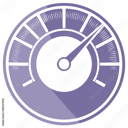 Free Download Speedometer gauge icon illustration in purple with a shadow, measuring performance. - GFXLoad