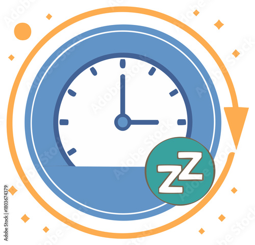 Clock icon with Zz symbol representing sleep cycle and rest time management