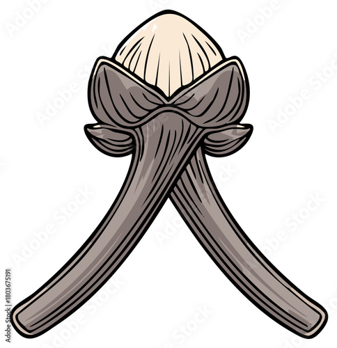 Stylized Drawing of Two Crossed Dried Cloves Spice With a Bud Top
