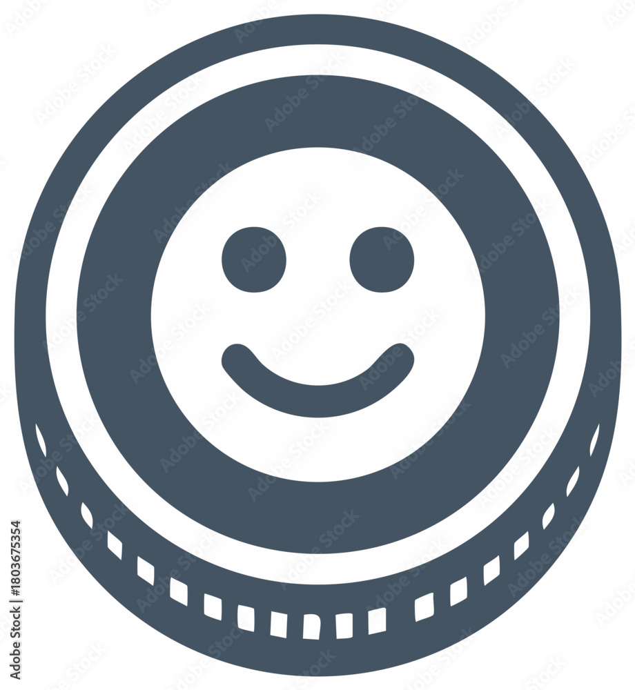 Fototapeta premium Happy Coin Icon with Smile Face Symbol