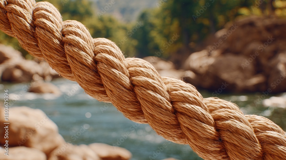 Fototapeta premium A rope is hanging over a river