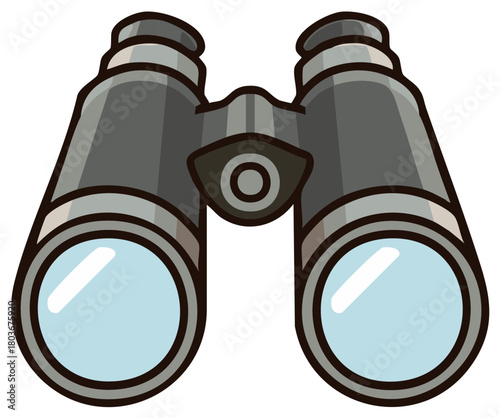 Gray cartoon binoculars vector illustration for watching, searching, and exploration
