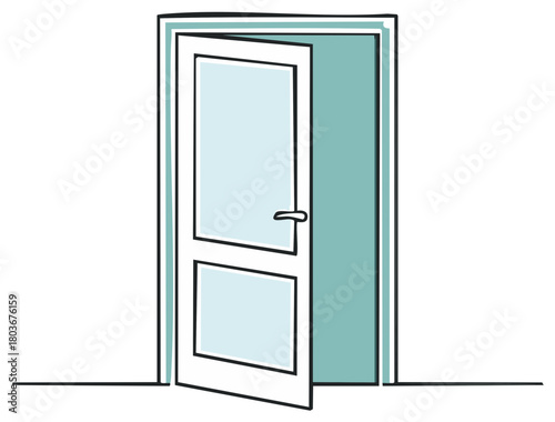 Open door illustration sketch for interior design graphic resource, home renovation concept